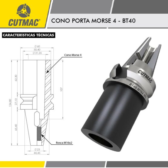 Cono Reducción Adaptador Bt40 – Morse 4